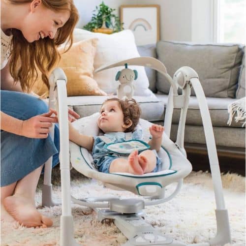 Ingenuity ConvertMe 2-in-1 Compact Portable Baby Swing 2 Infant Seat