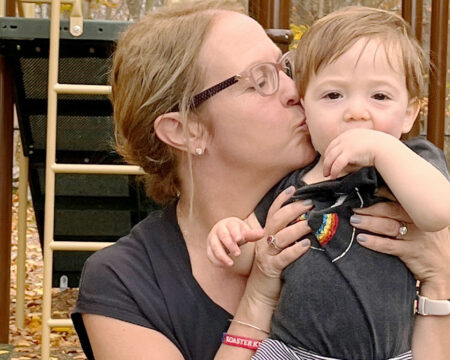 mom and child at the playground being a new mom at 50