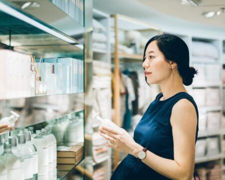 woman shopping for skincare